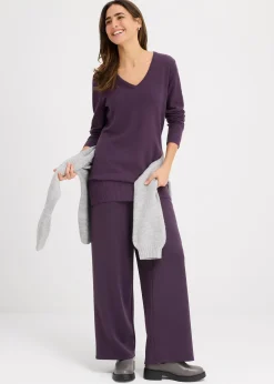 bonprix Pull long basique à col V|Femme Maille|Basiques