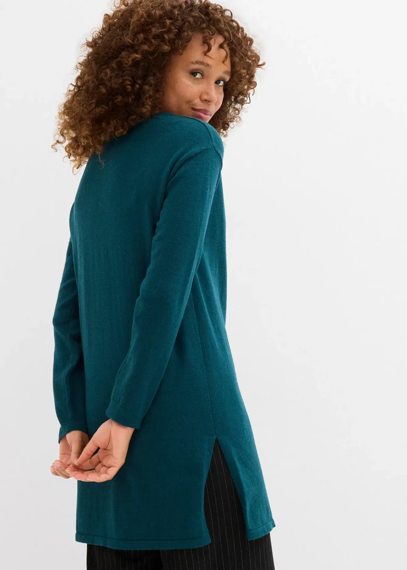 Femme bonprix Maille|Basiques|Pull long en coton recyclé majoritaire