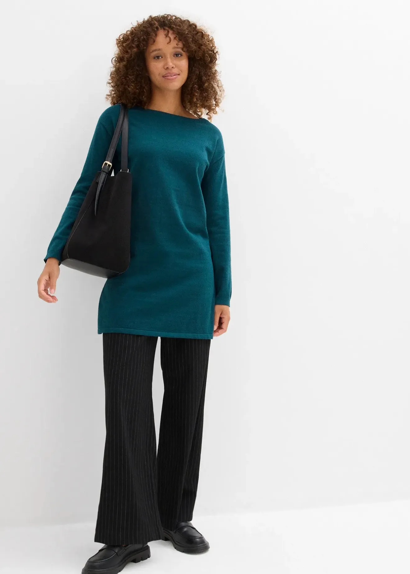 Femme bonprix Maille|Basiques|Pull long en coton recyclé majoritaire