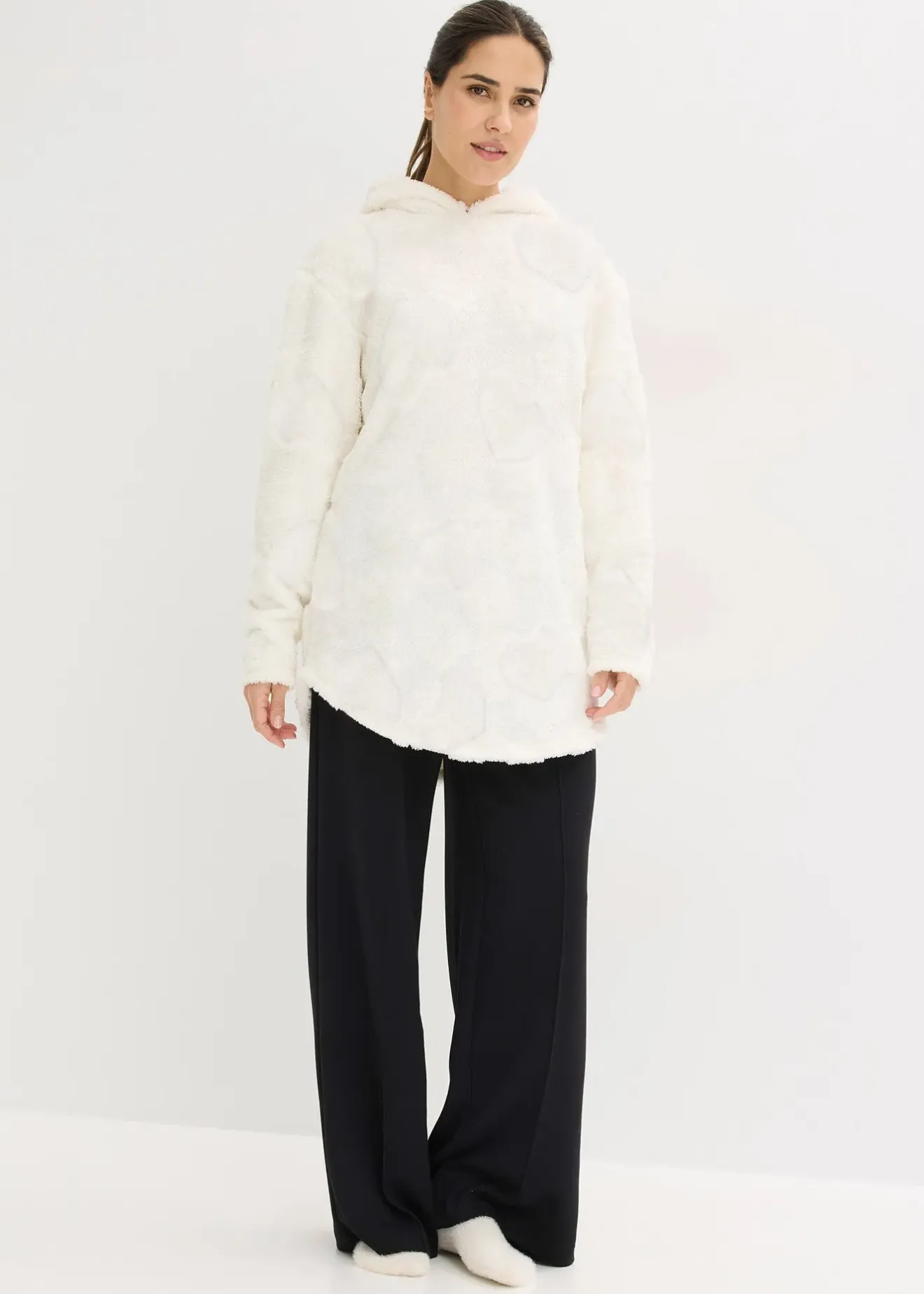 Femme bonprix Homewear|Lingerie Nuit|Pull long oversize à motif cœurs