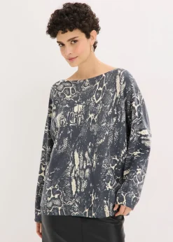 Femme bonprix Maille|Pulls & Gilets|Pull manches chauve-souris à imprimé python