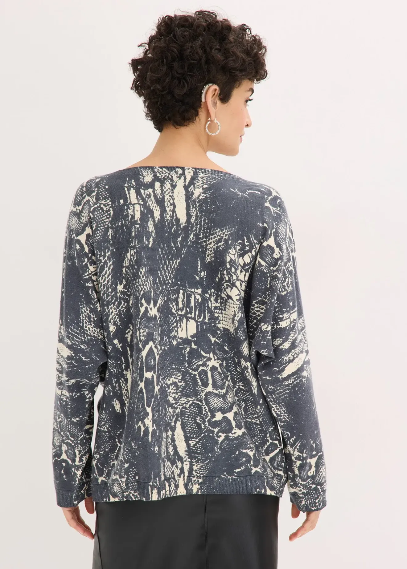 Femme bonprix Maille|Pulls & Gilets|Pull manches chauve-souris à imprimé python