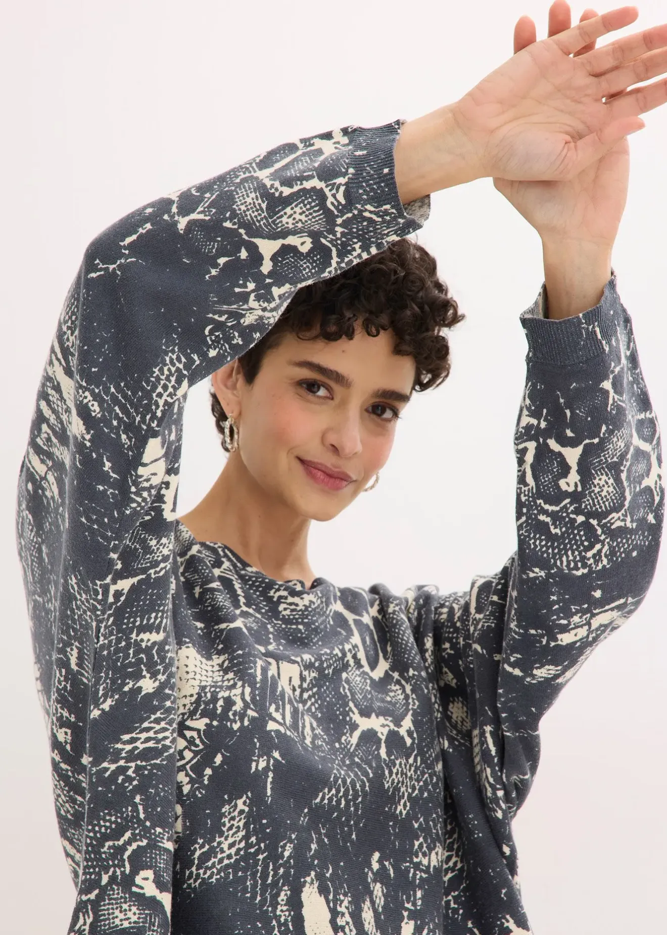 Femme bonprix Maille|Pulls & Gilets|Pull manches chauve-souris à imprimé python