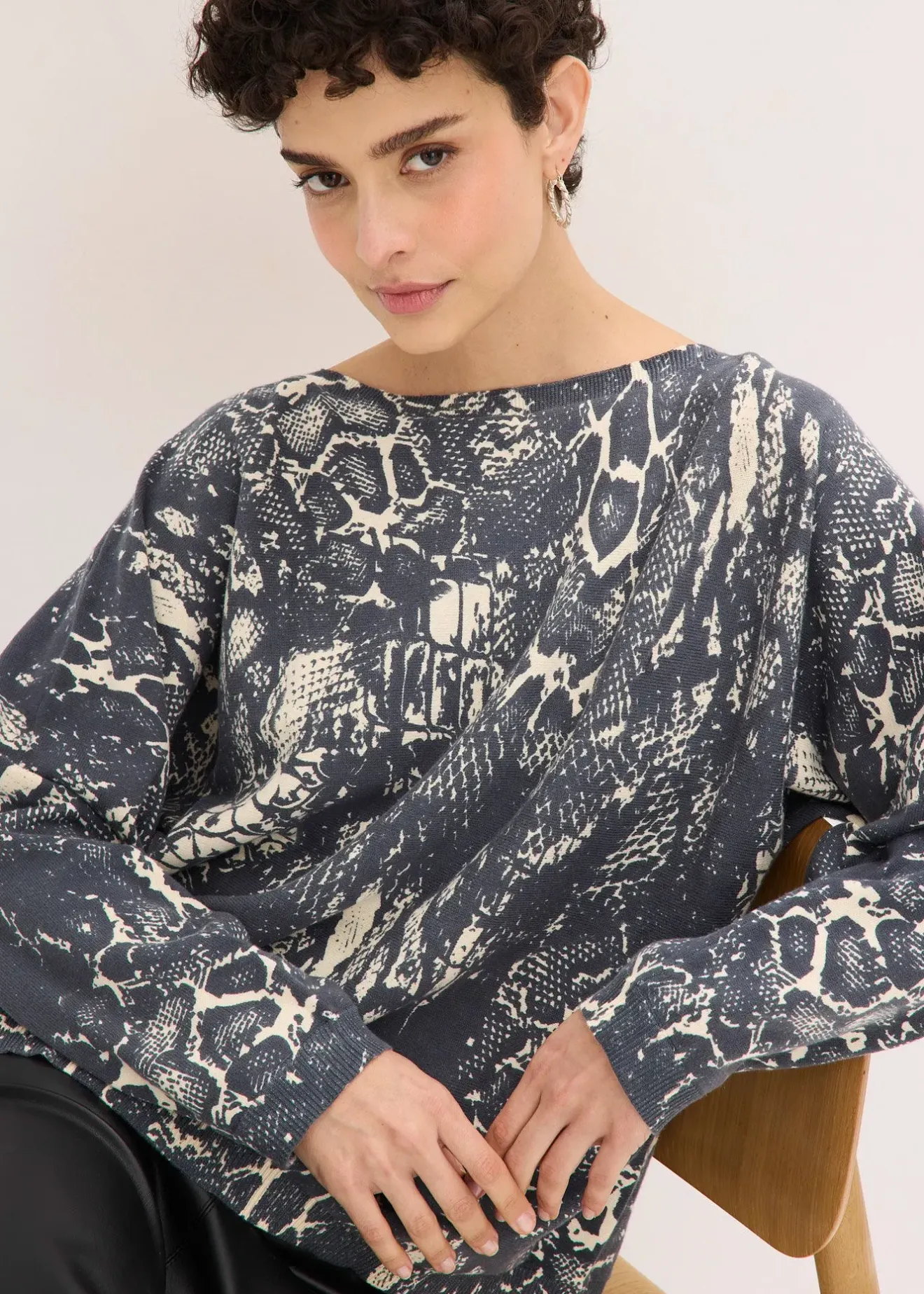 Femme bonprix Maille|Pulls & Gilets|Pull manches chauve-souris à imprimé python