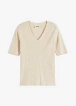 Femme bonprix Maille|Pulls & Gilets|Pull manches courtes côtelé