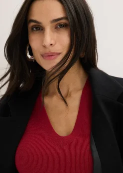 Femme bonprix Maille|Pulls & Gilets|Pull manches courtes côtelé