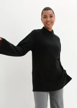 Femme bonprix Maille|Pulls & Gilets|Pull oversize à col roulé ouvert et fentes latérales