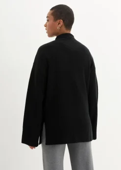 Femme bonprix Maille|Pulls & Gilets|Pull oversize à col roulé ouvert et fentes latérales