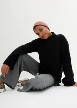 Femme bonprix Maille|Pulls & Gilets|Pull oversize à col roulé ouvert et fentes latérales