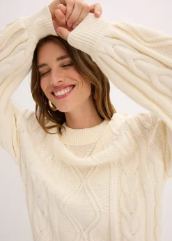 Femme bonprix Maille|Pulls & Gilets|Pull oversize à motif torsadé