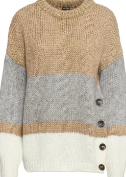 Femme bonprix Maille|Pulls & Gilets|Pull oversize rayé à boutons