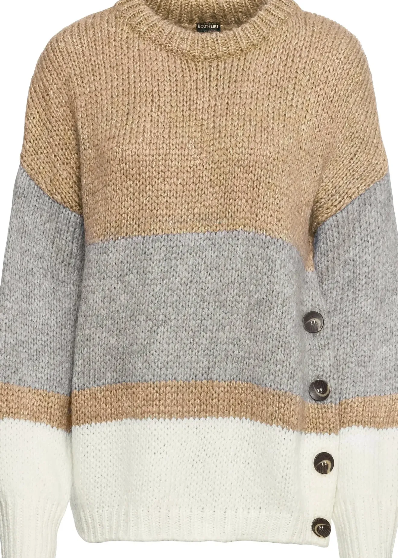 Femme bonprix Maille|Pulls & Gilets|Pull oversize rayé à boutons