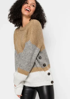 Femme bonprix Maille|Pulls & Gilets|Pull oversize rayé à boutons