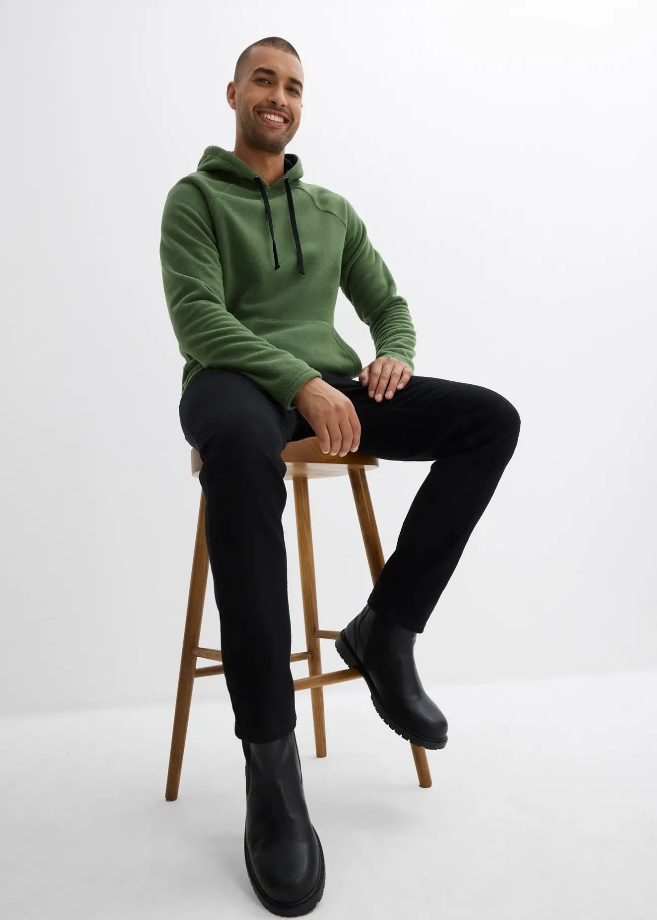 bonprix Pull polaire doux à capuche|Homme Sweats