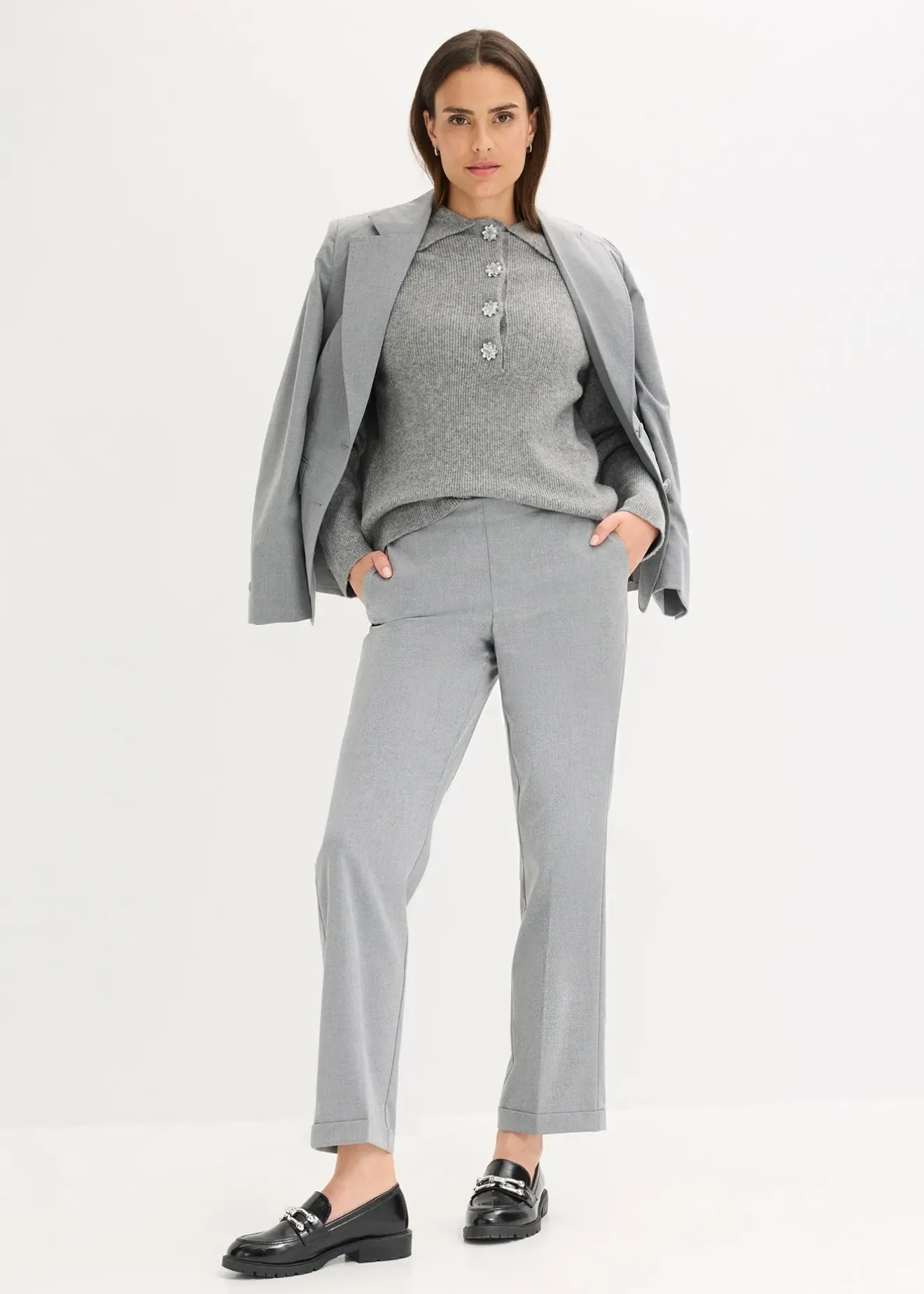 Femme bonprix Maille|Pulls & Gilets|Pull polo avec laine