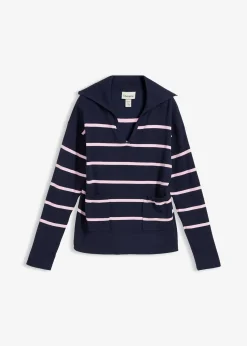 Femme bonprix Maille|Pulls & Gilets|Pull polo en fine maille