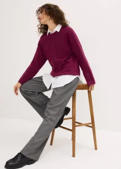 Femme bonprix Maille|Pulls & Gilets|Pull raccourci en maille côtelée