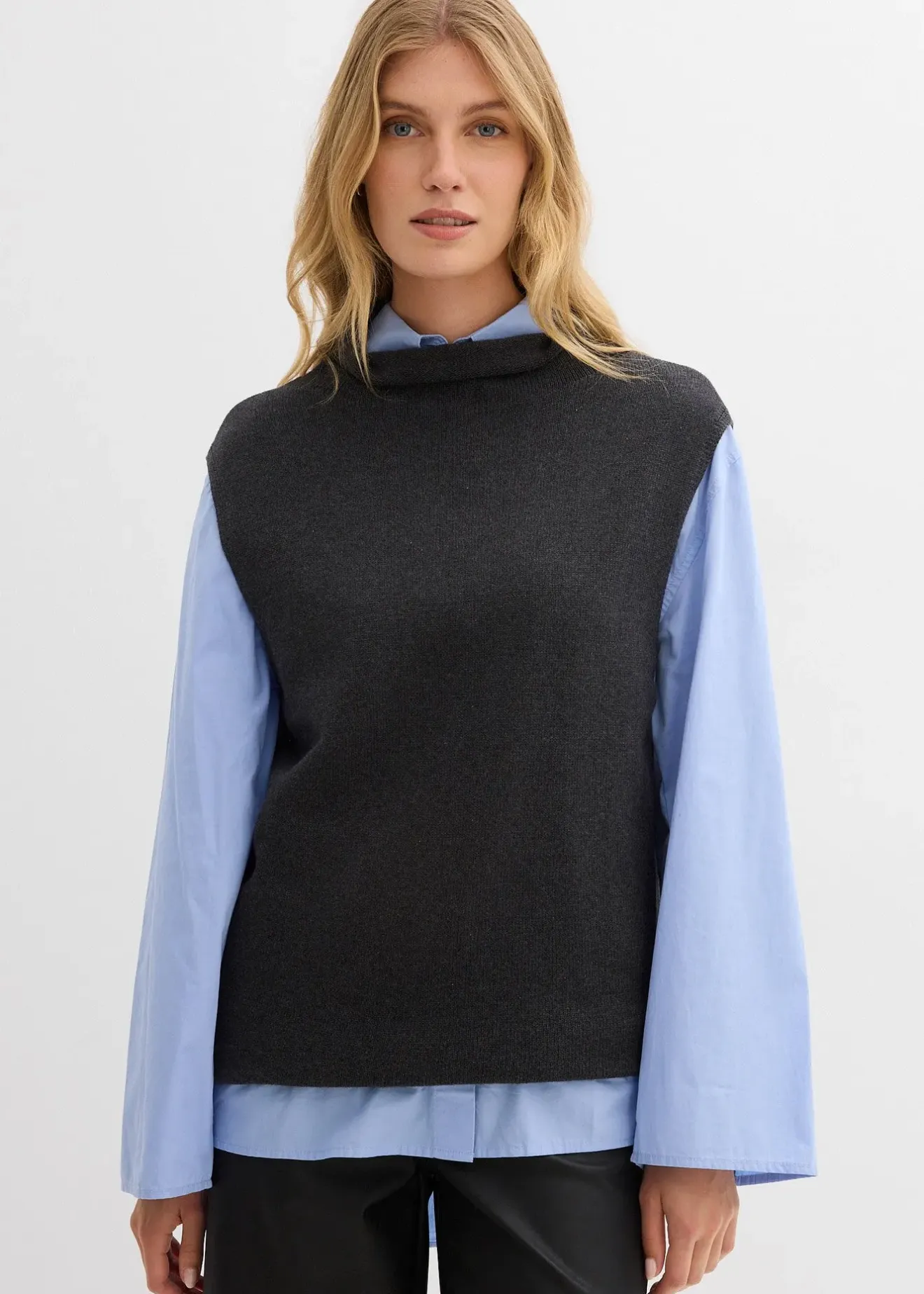 bonprix Pull sans manches 100% coton|Femme Maille|Pulls & Gilets