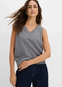 Femme bonprix Maille|Basiques|Pull sans manches 100% coton