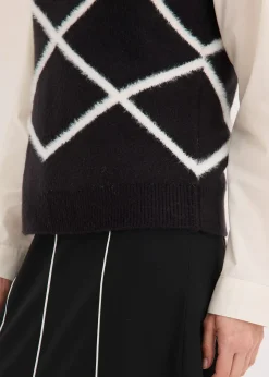 Femme bonprix Maille|Pulls & Gilets|Pull sans manches à motif en maille poilue