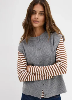 Femme bonprix Maille|Basiques|Pull sans manches en grosse maille