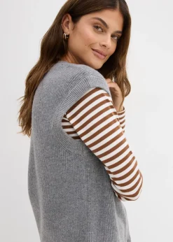 Femme bonprix Maille|Basiques|Pull sans manches en grosse maille