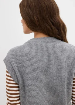 Femme bonprix Maille|Basiques|Pull sans manches en grosse maille