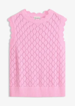 Femme bonprix Maille|Pulls & Gilets|Pull sans manches en maille ajourée