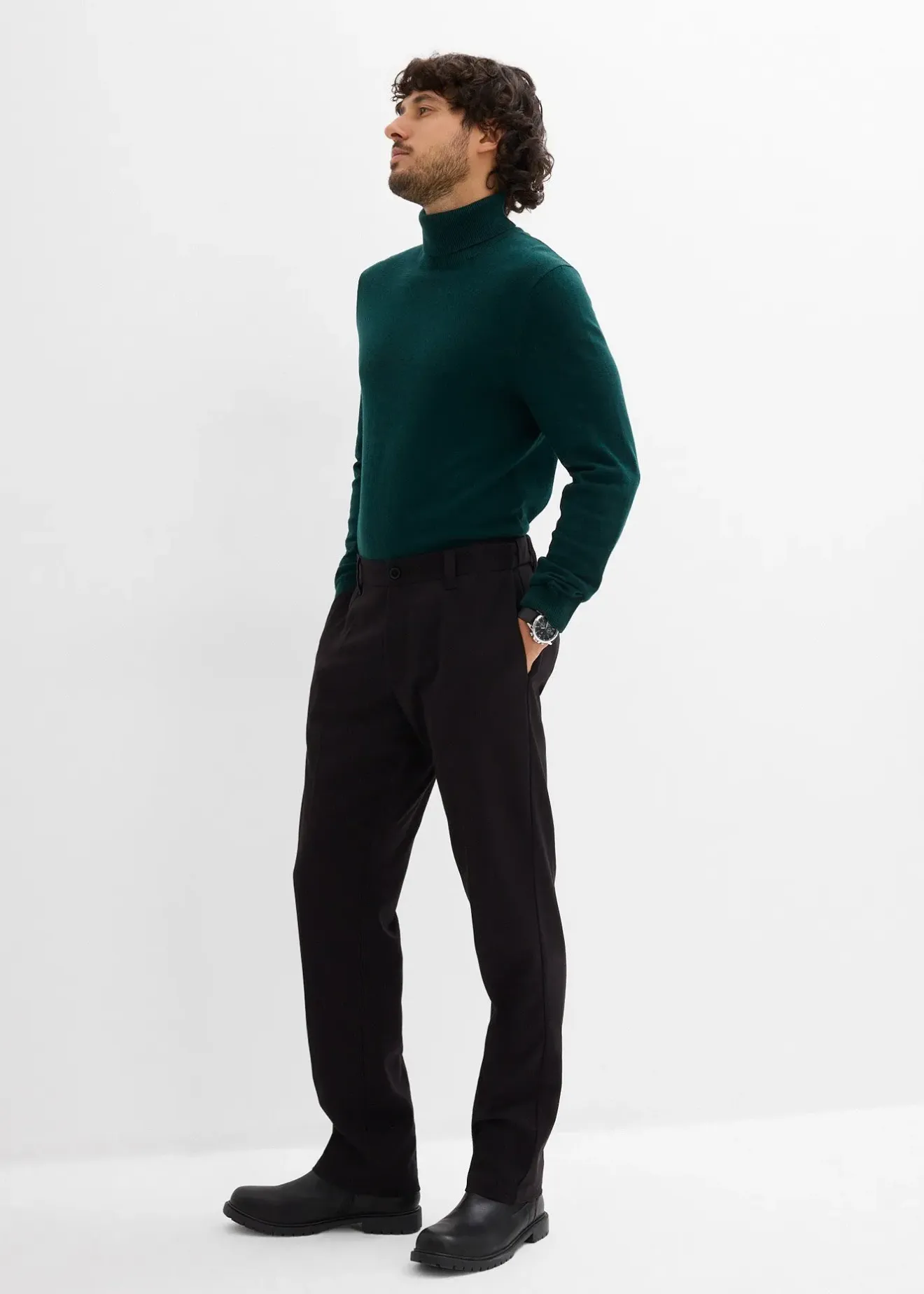 Homme bonprix Pulls & Gilets|Pull slim à col roulé en fine maille avec laine mérinos