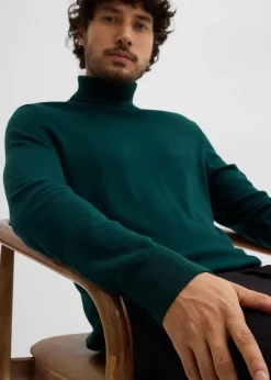 Homme bonprix Pulls & Gilets|Pull slim à col roulé en fine maille avec laine mérinos