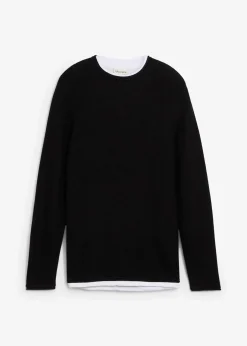 Homme bonprix Pulls & Gilets|Pull texturé effet 2-en-1 en coton mélangé