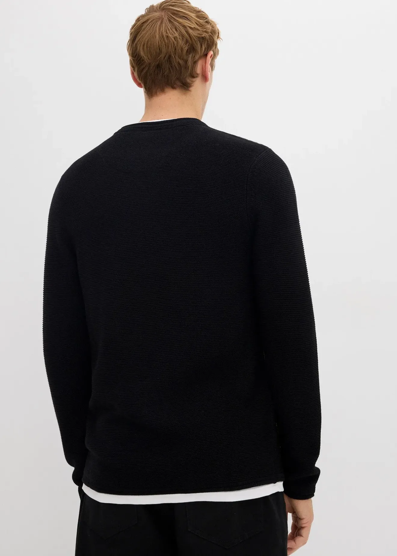 Homme bonprix Pulls & Gilets|Pull texturé effet 2-en-1 en coton mélangé