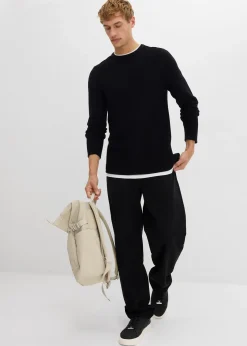 Homme bonprix Pulls & Gilets|Pull texturé effet 2-en-1 en coton mélangé