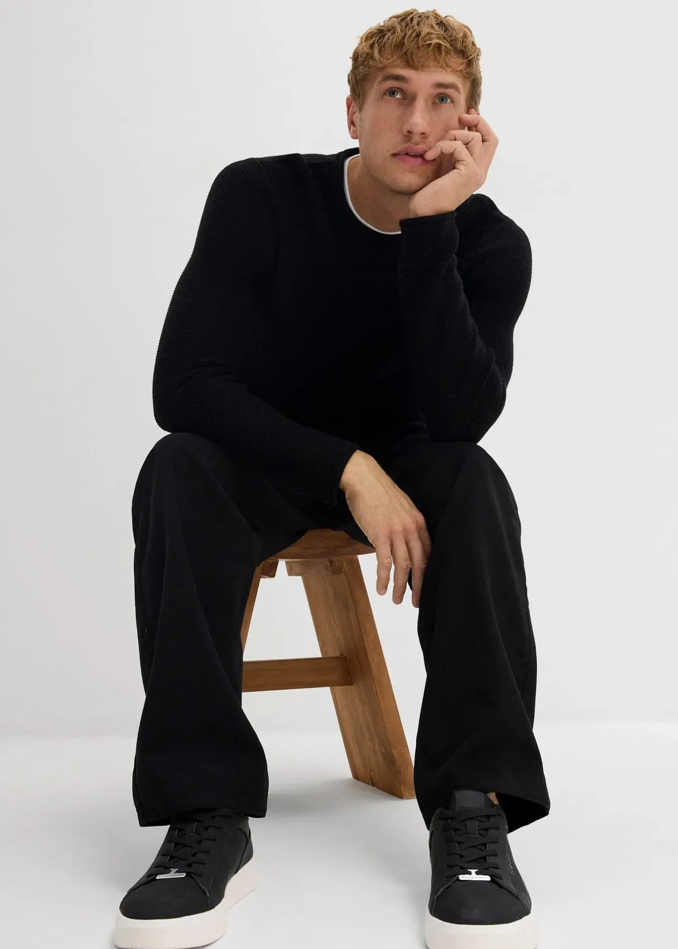 Homme bonprix Pulls & Gilets|Pull texturé effet 2-en-1 en coton mélangé