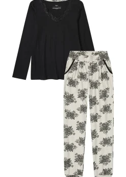 bonprix Pyjama à dentelle et poches latérales|Femme Lingerie Nuit