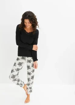 bonprix Pyjama à dentelle et poches latérales|Femme Lingerie Nuit