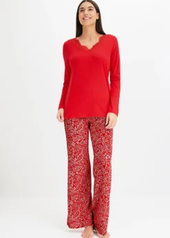 bonprix Pyjama à jambes évasées en viscose mélangée|Femme Lingerie Nuit