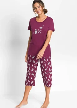 Femme bonprix Lingerie Nuit|Pyjama avec corsaire et t-shirt