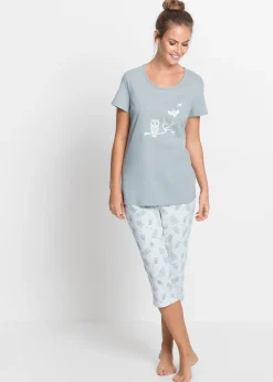 bonprix Pyjama avec corsaire et t-shirt|Femme Lingerie Nuit