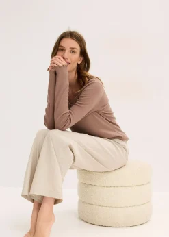 Femme bonprix Lingerie Nuit|Pyjama avec un T-shirt côtelé et un pantalon tissé