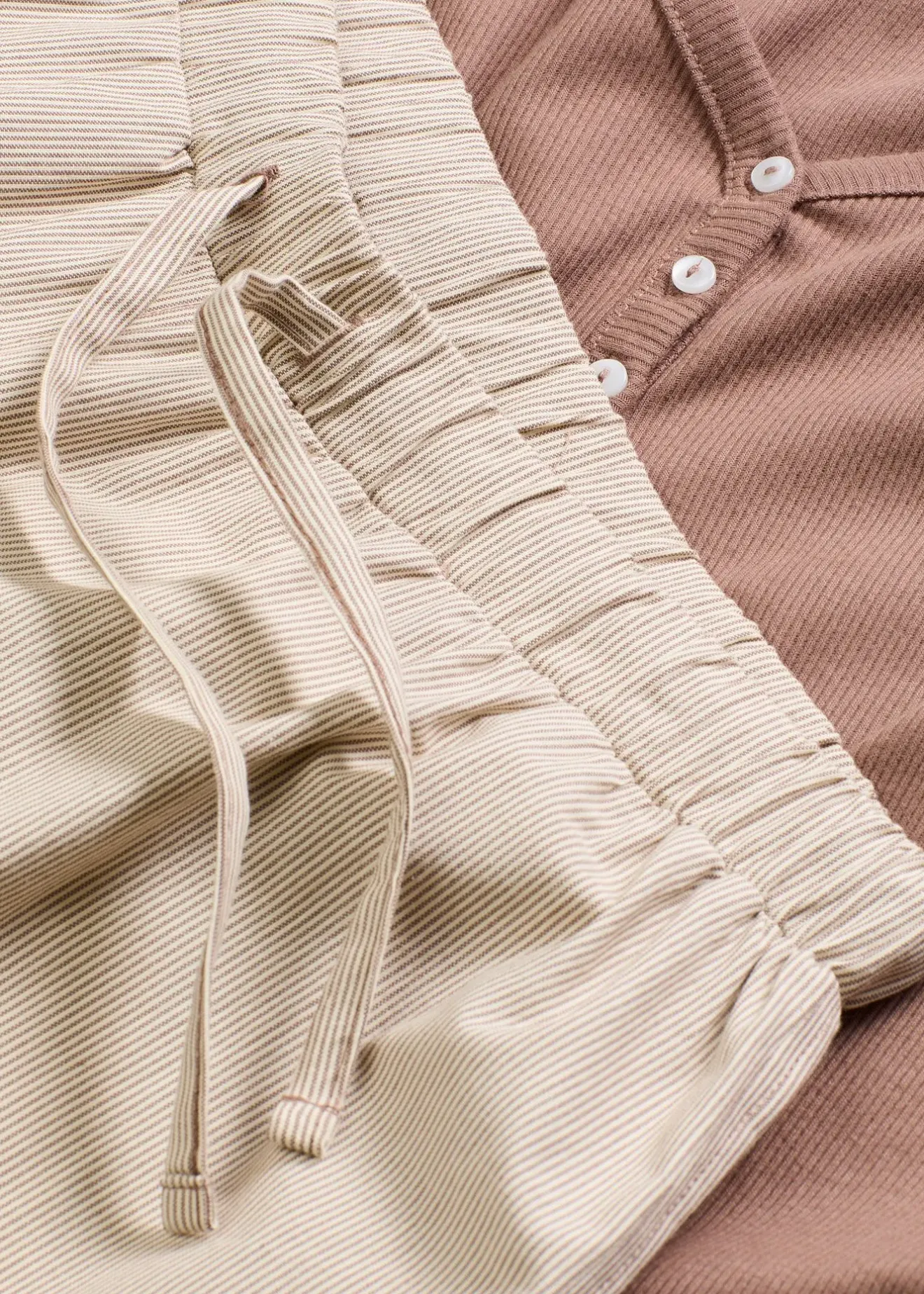 Femme bonprix Lingerie Nuit|Pyjama avec un T-shirt côtelé et un pantalon tissé