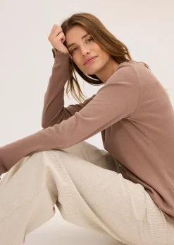 Femme bonprix Lingerie Nuit|Pyjama avec un T-shirt côtelé et un pantalon tissé