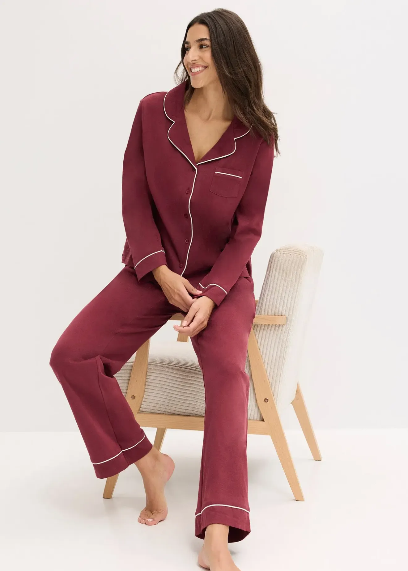 bonprix Pyjama boutonné 100% coton|Femme Lingerie Nuit