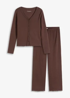 bonprix Pyjama boutonné en matière côtelée|Femme Lingerie Nuit