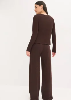 bonprix Pyjama boutonné en matière côtelée|Femme Lingerie Nuit