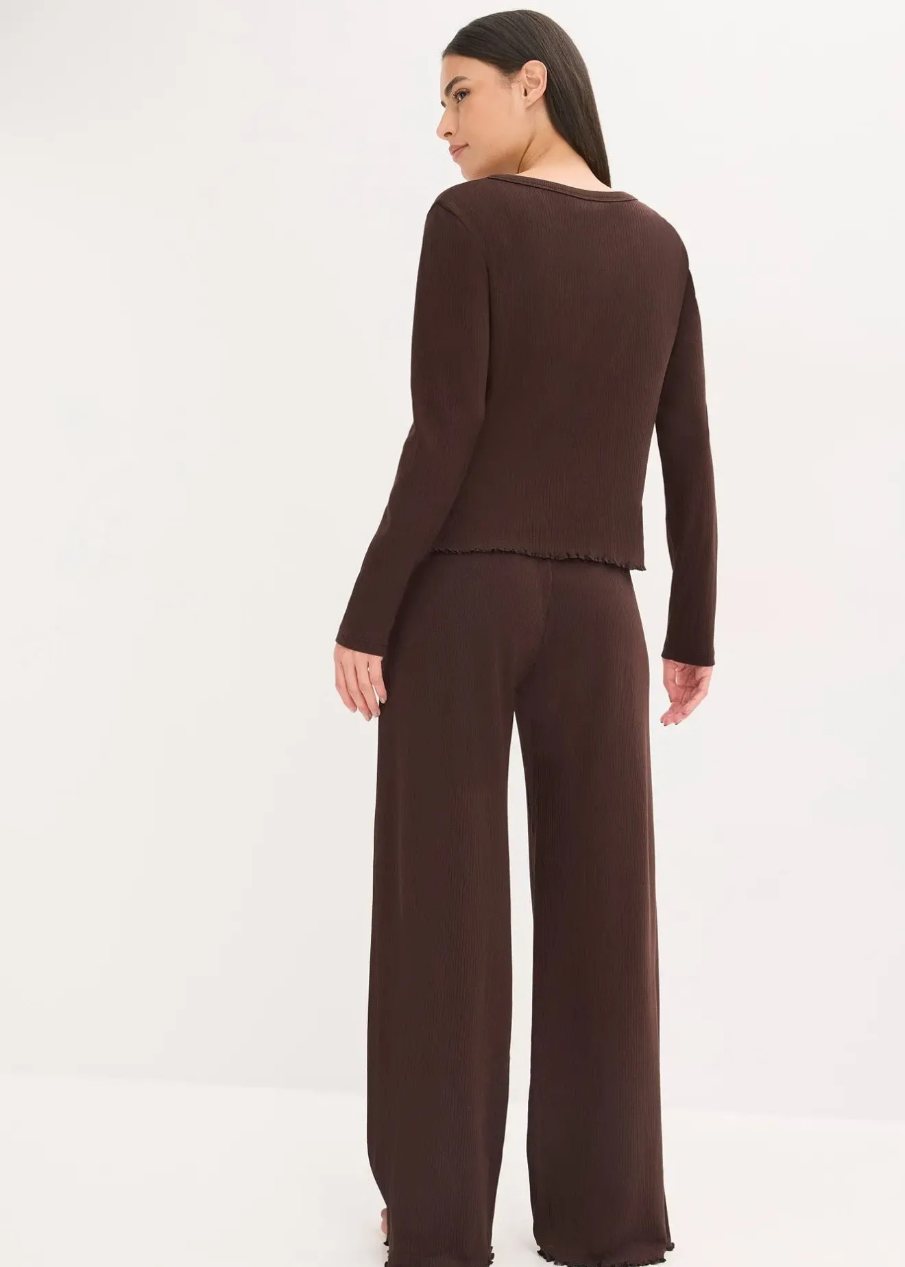 bonprix Pyjama boutonné en matière côtelée|Femme Lingerie Nuit