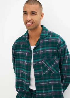 Homme bonprix Pyjamas|Sous-Vêtements|Pyjama boutonné homme en flanelle douce, manches longues