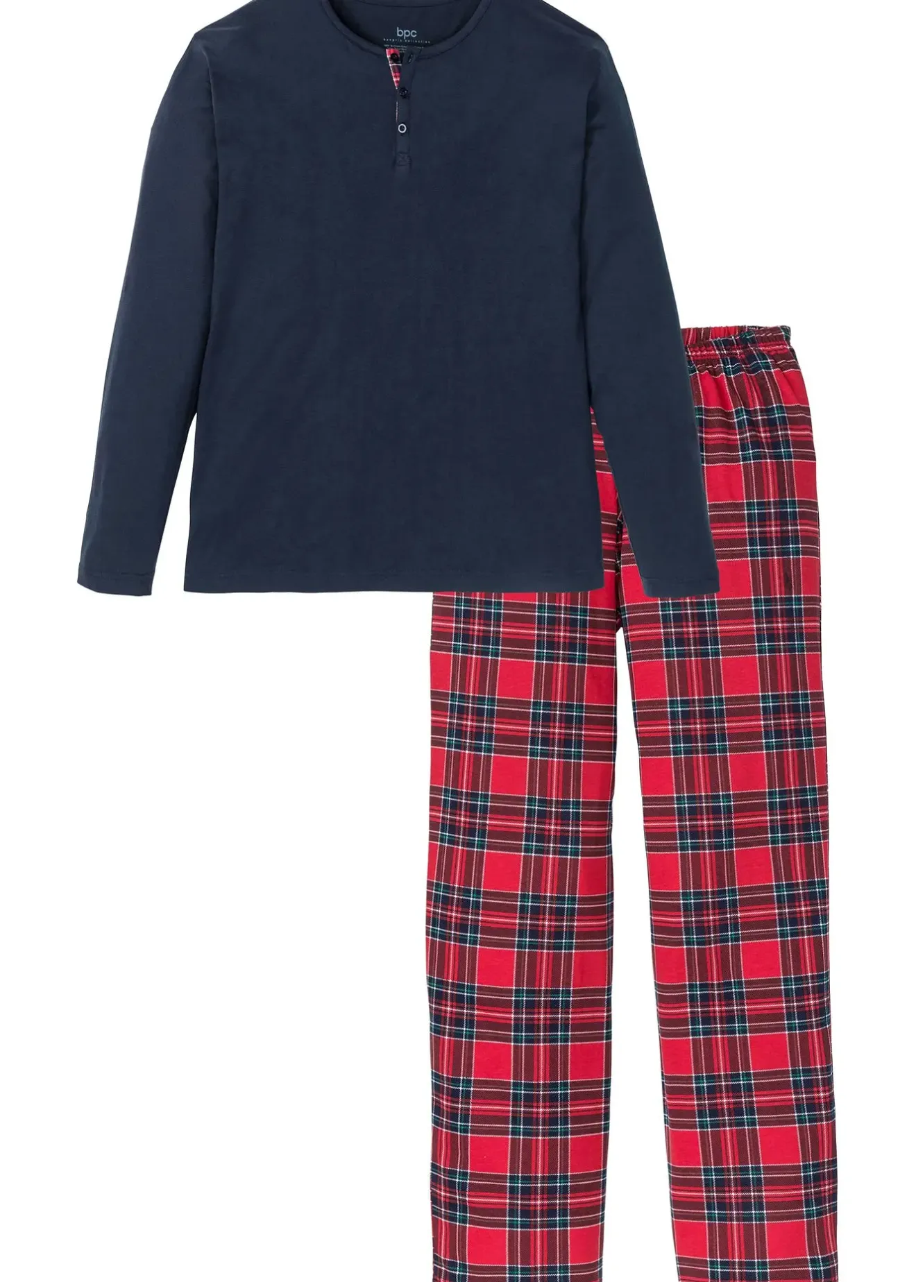 Homme bonprix Pyjamas|Sous-Vêtements|Pyjama col boutonné 100% coton