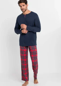 Homme bonprix Pyjamas|Sous-Vêtements|Pyjama col boutonné 100% coton