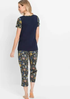 bonprix Pyjama corsaire à manches courtes 100% coton|Femme Lingerie Nuit